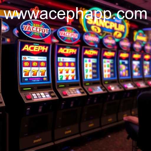 ACEPH slots selection with vivid game thumbnails and premium dark casino branding